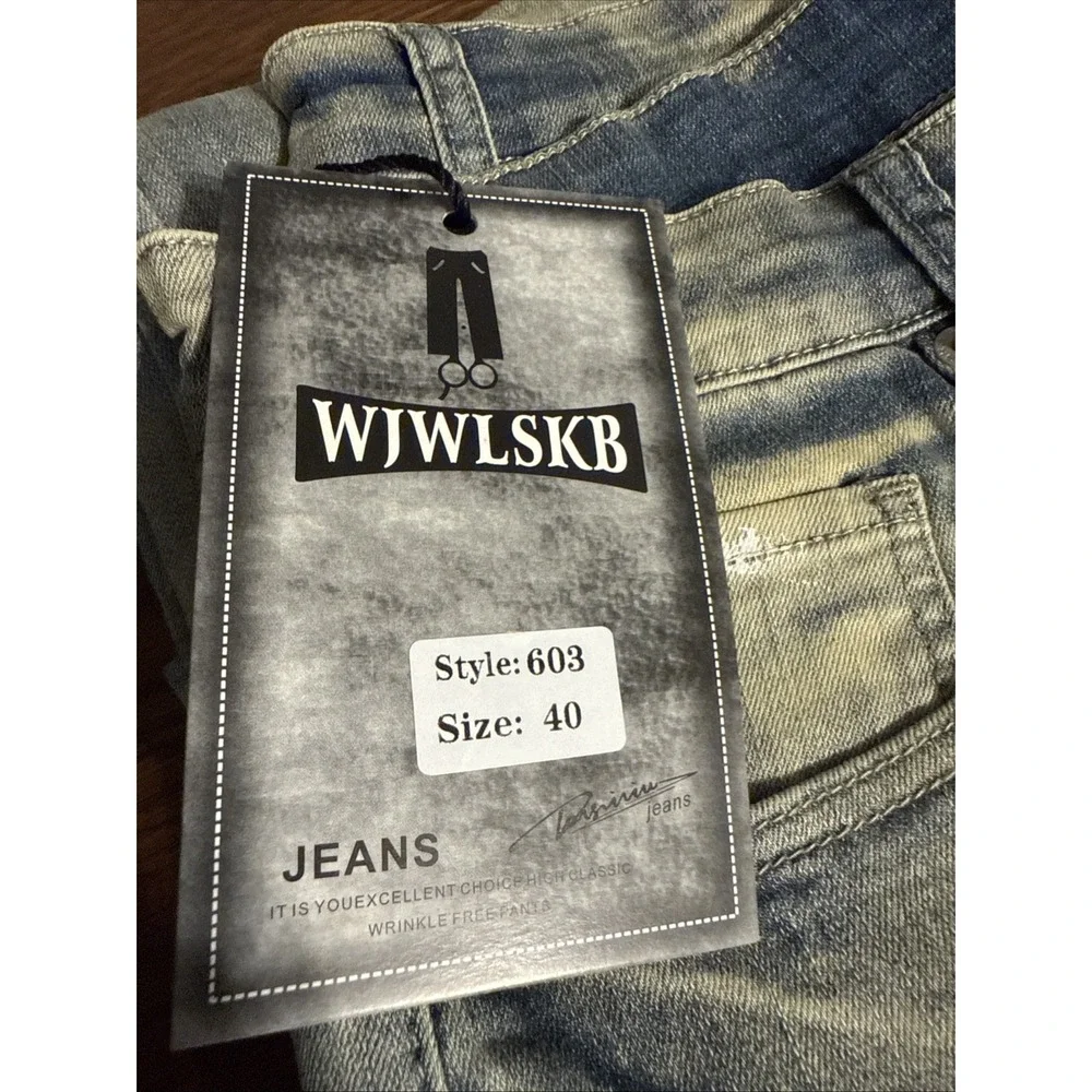 WJWLSKB Men's jeans with splash paint‎ Fit Stretch Cargo Denim Jeans - 40 X 31